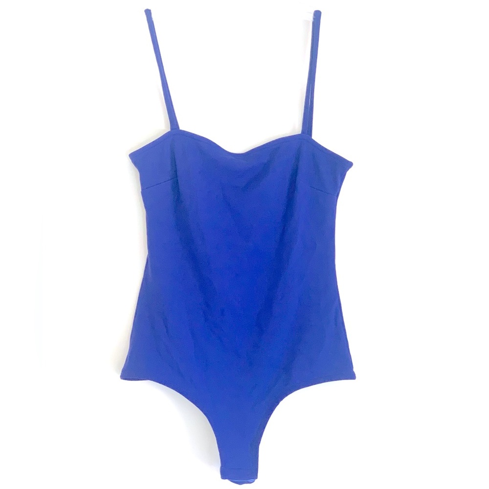Free People Bodysuit w/ straight neckline. Royal blue, Small